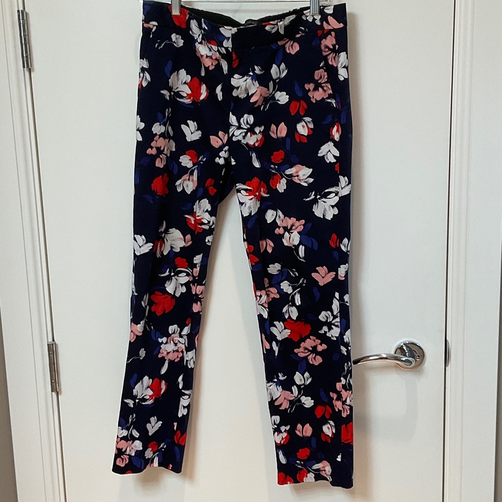 Banana Republic red and navy floral pants size 6P